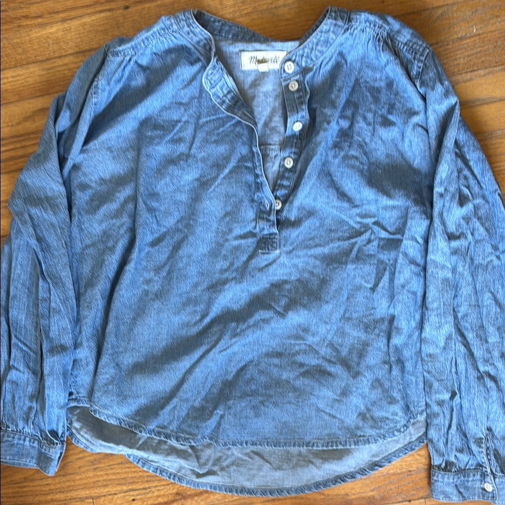 Madewell Blue Denim Popover Top